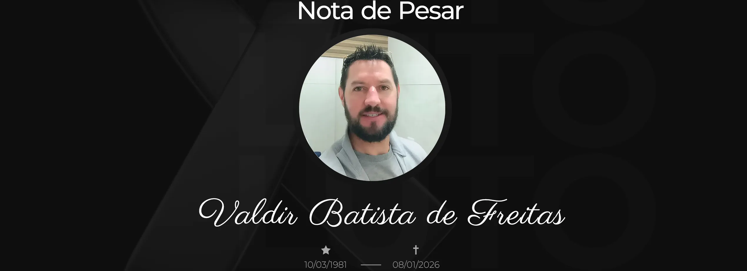 Câmara Municipal lamenta o falecimento de Valdir Batista de Freitas